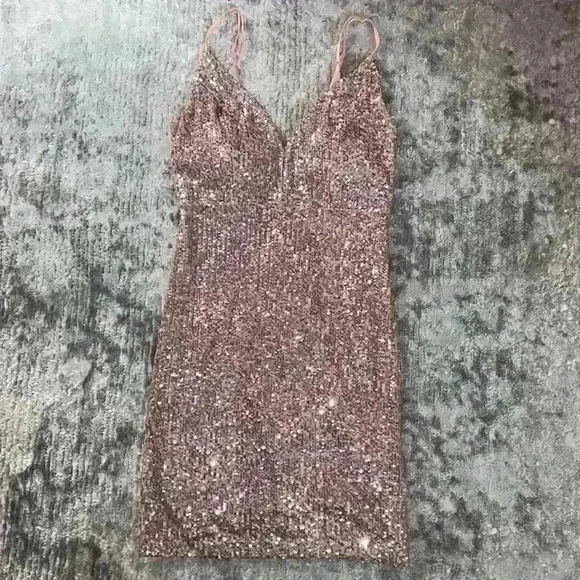 Macy's Glittering Sequin Dress in Bronze - Picture 2 of 7